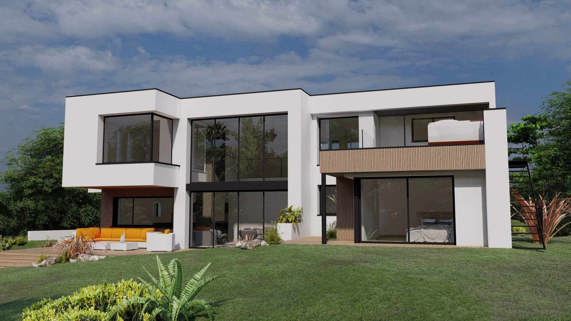 Maison contemporaine à toit plat